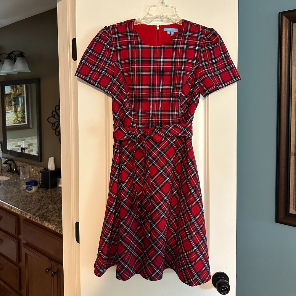 Draper James Angie Check Bow Waist Love Circle Dress 6